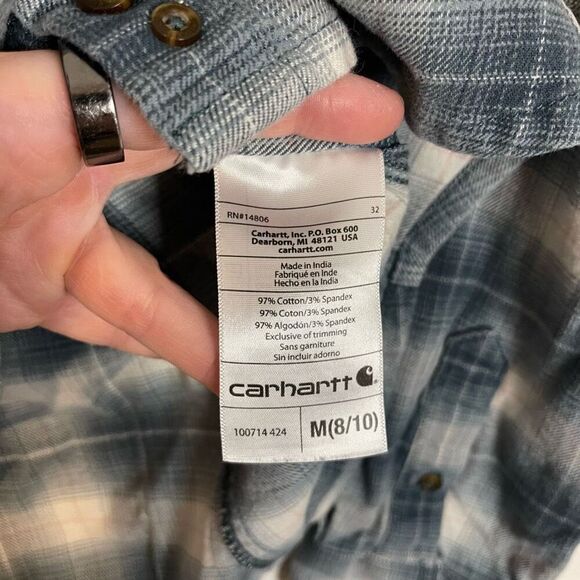Carhartt Plaid Button Down Shirt Size Medium - Picture 4 of 8